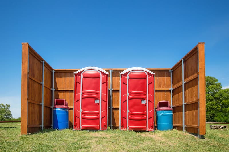 Short-term porta potty units staged for delivery in Utica, New York